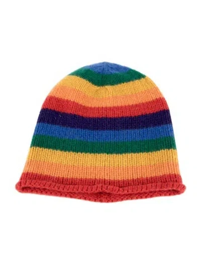 Pre-owned The Elder Statesman Cashmere Rainbow Hat In Red
