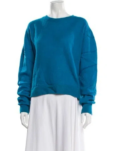 Pre-owned The Elder Statesman Cashmere Scoop Neck Sweater In Blue