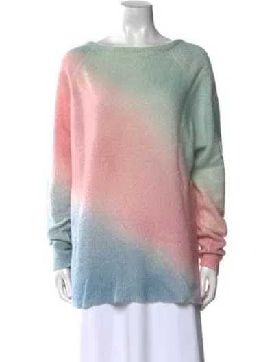 Pre-owned The Elder Statesman Cashmere Scoop Neck Sweater In Pink