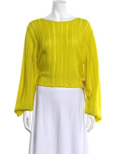 Pre-owned The Elder Statesman Cashmere Scoop Neck Sweater W/ Tags In Yellow