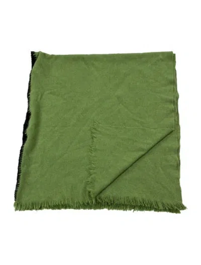 Pre-owned The Elder Statesman Cashmere Solid Woven Throw Blanket In Green