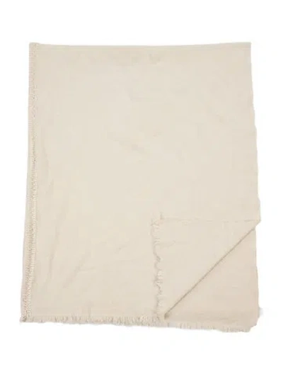 Pre-owned The Elder Statesman Cashmere Solid Woven Throw Blanket In Neutrals