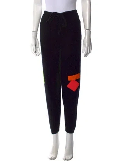 Pre-owned The Elder Statesman Cashmere Straight Leg Pants In Black