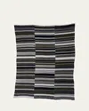 The Elder Statesman Cashmere Stripe Super Soft Blanket In New Olive