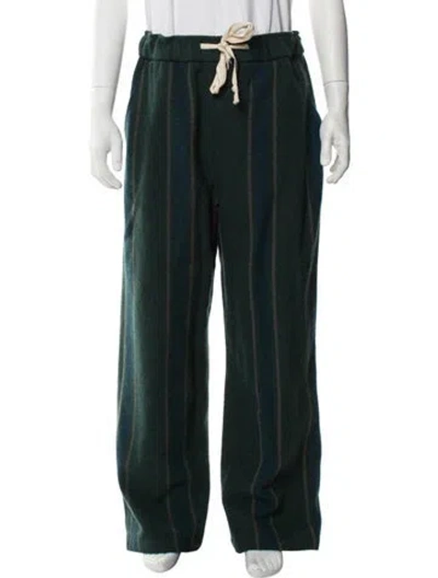 Pre-owned The Elder Statesman Cashmere Striped Pajama Bottoms In Green