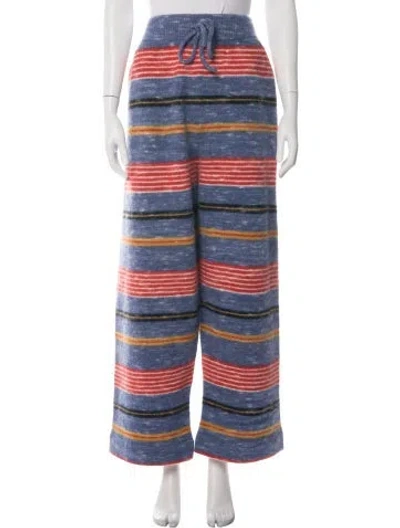 Pre-owned The Elder Statesman Cashmere Striped Pajamas W/ Tags In Blue