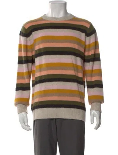 Pre-owned The Elder Statesman Cashmere Striped Pullover In Neutral