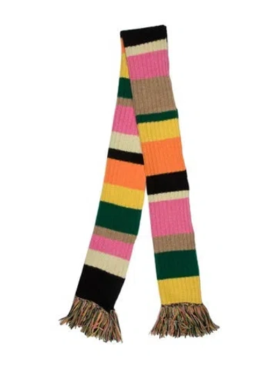 Pre-owned The Elder Statesman Cashmere Striped Scarf In Black