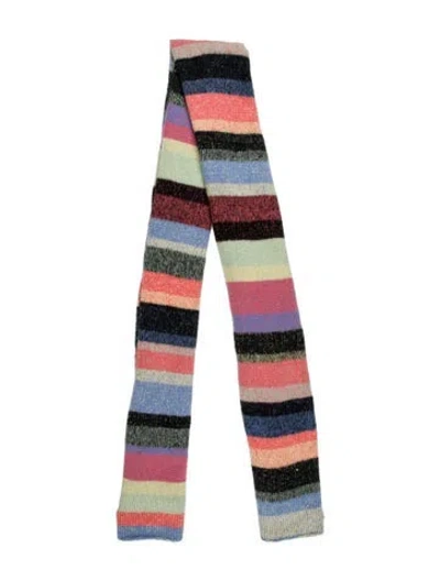 Pre-owned The Elder Statesman Cashmere Striped Scarf In Blue