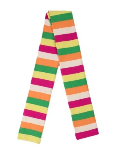 Pre-owned The Elder Statesman Cashmere Striped Scarf In Yellow