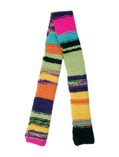 Pre-owned The Elder Statesman Cashmere Striped Scarf In Yellow