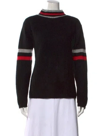 Pre-owned The Elder Statesman Cashmere Striped Sweater In Black