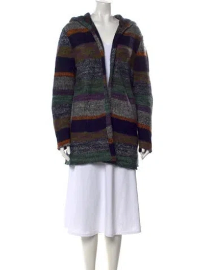 Pre-owned The Elder Statesman Cashmere Striped Sweater In Blue
