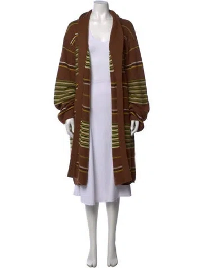 Pre-owned The Elder Statesman Cashmere Striped Sweater In Brown
