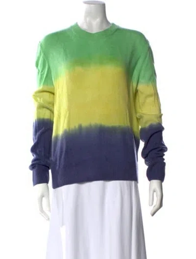 Pre-owned The Elder Statesman Cashmere Striped Sweater In Green
