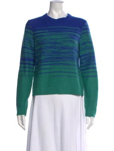 Pre-owned The Elder Statesman Cashmere Striped Sweater In Green