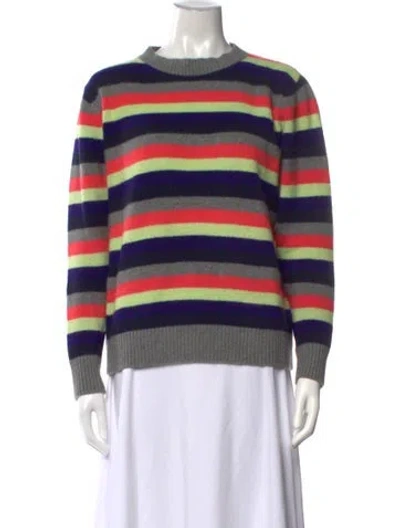 Pre-owned The Elder Statesman Cashmere Striped Sweater In Grey
