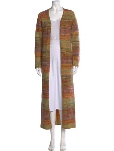 Pre-owned The Elder Statesman Cashmere Striped Sweater In Orange