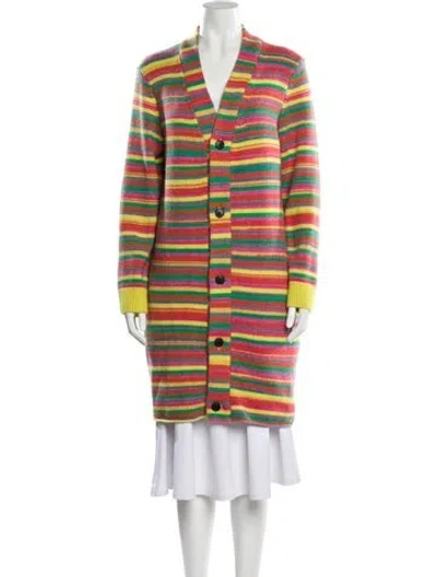Pre-owned The Elder Statesman Cashmere Striped Sweater In Pink
