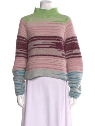 Pre-owned The Elder Statesman Cashmere Striped Sweater In Pink