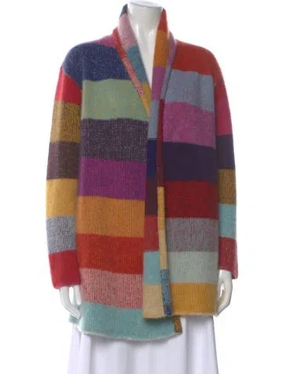 Pre-owned The Elder Statesman Cashmere Striped Sweater In Red