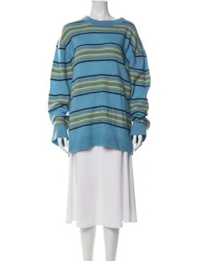 Pre-owned The Elder Statesman Cashmere Striped Sweater W/ Tags In Blue