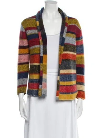 Pre-owned The Elder Statesman Cashmere Striped Sweater In Yellow