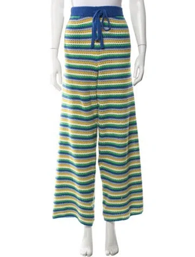 Pre-owned The Elder Statesman Cashmere Striped Sweatpants In Blue
