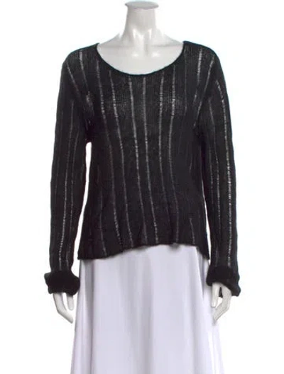 Pre-owned The Elder Statesman Cashmere Striped Top In Black