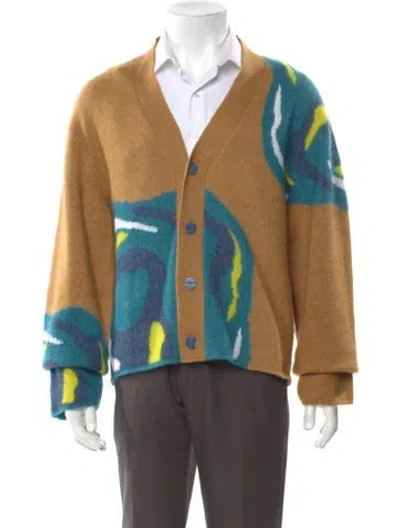 Pre-owned The Elder Statesman Cashmere Tie-dye Print Cardigan W/ Tags In Neutral