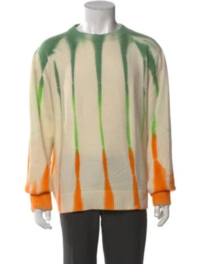 Pre-owned The Elder Statesman Cashmere Tie-dye Print Pullover In Orange