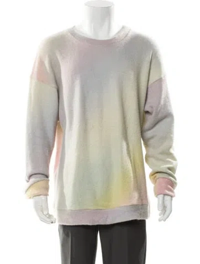 Pre-owned The Elder Statesman Cashmere Tie-dye Print Pullover In Yellow