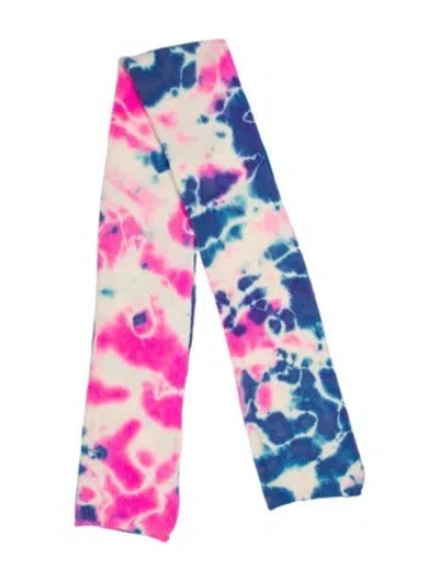 Pre-owned The Elder Statesman Cashmere Tie-dye Print Scarf In Blue
