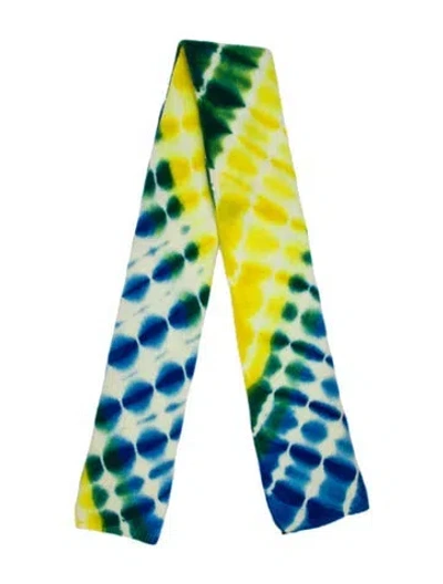 Pre-owned The Elder Statesman Cashmere Tie-dye Print Scarf In Yellow