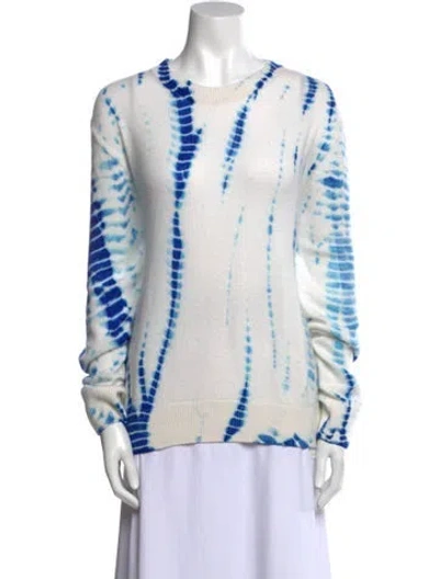 Pre-owned The Elder Statesman Cashmere Tie-dye Print Sweater In Blue