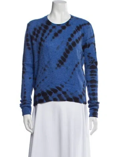Pre-owned The Elder Statesman Cashmere Tie-dye Print Sweater In Blue