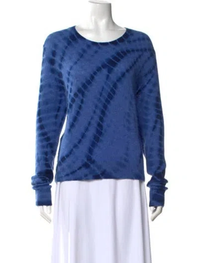Pre-owned The Elder Statesman Cashmere Tie-dye Print Sweater In Blue