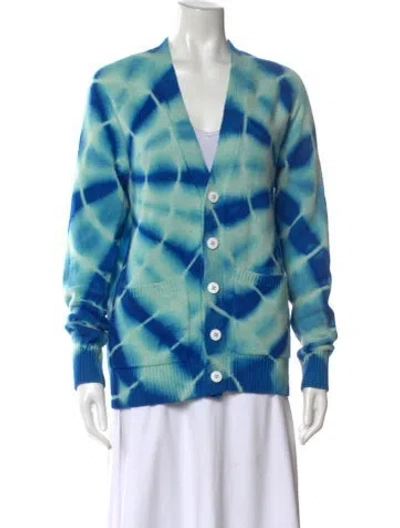 Pre-owned The Elder Statesman Cashmere Tie-dye Print Sweater In Blue