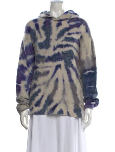 Pre-owned The Elder Statesman Cashmere Tie-dye Print Sweater In Blue