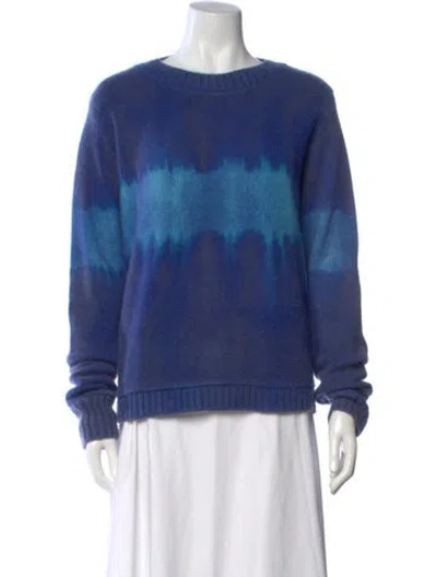 Pre-owned The Elder Statesman Cashmere Tie-dye Print Sweater In Blue