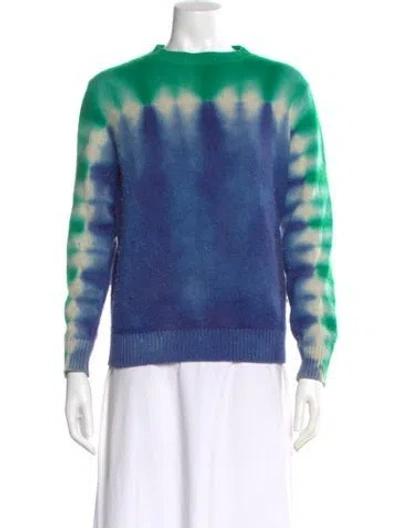 Pre-owned The Elder Statesman Cashmere Tie-dye Print Sweater In Blue