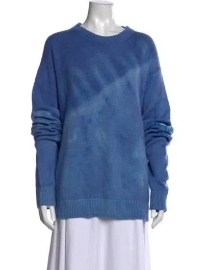 Pre-owned The Elder Statesman Cashmere Tie-dye Print Sweater In Blue