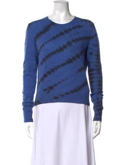 Pre-owned The Elder Statesman Cashmere Tie-dye Print Sweater In Blue