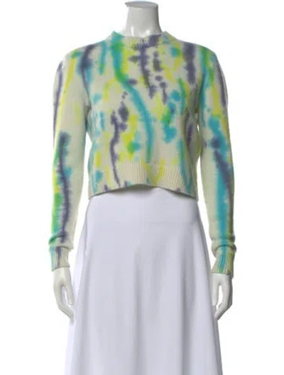 Pre-owned The Elder Statesman Cashmere Tie-dye Print Sweater In Green