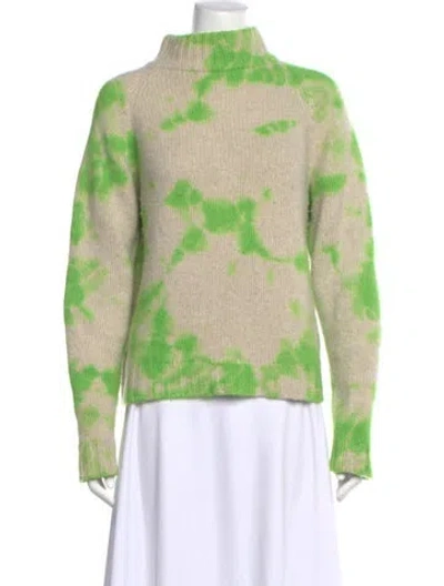 Pre-owned The Elder Statesman Cashmere Tie-dye Print Sweater In Green