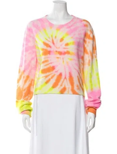 Pre-owned The Elder Statesman Cashmere Tie-dye Print Sweater In Green