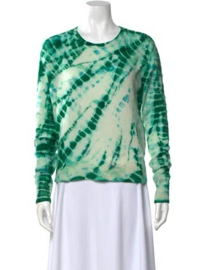 Pre-owned The Elder Statesman Cashmere Tie-dye Print Sweater In Green
