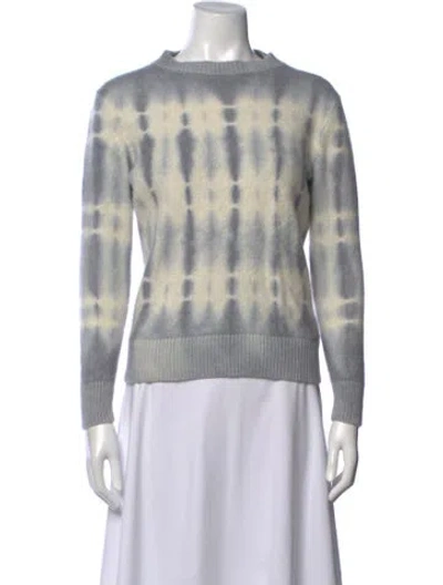 Pre-owned The Elder Statesman Cashmere Tie-dye Print Sweater In Grey