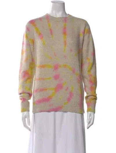Pre-owned The Elder Statesman Cashmere Tie-dye Print Sweater In Neutral