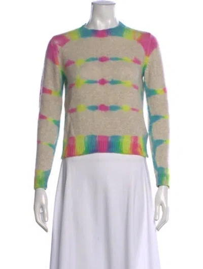 Pre-owned The Elder Statesman Cashmere Tie-dye Print Sweater In Neutrals